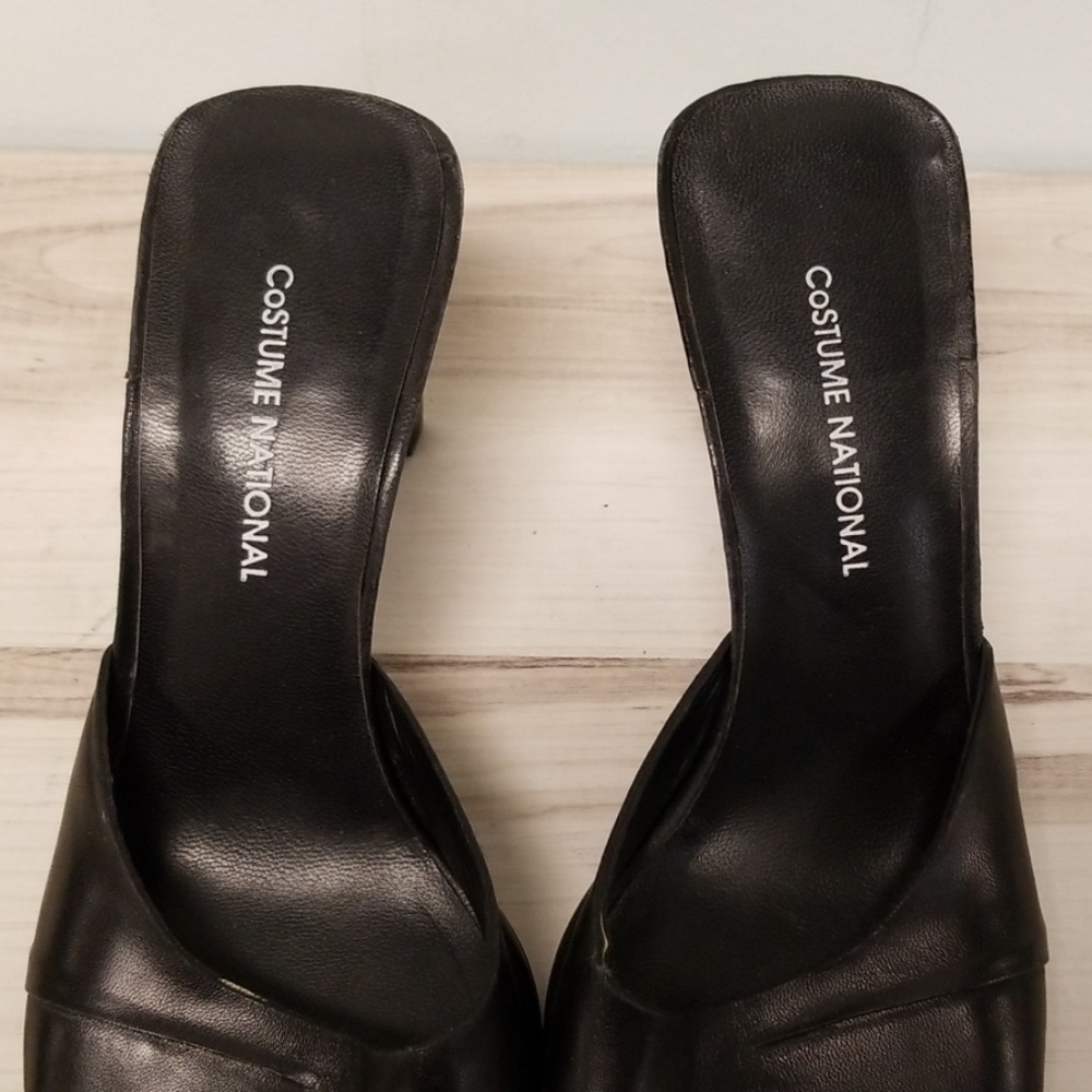 Costume National Black Leather Slide On Heels 36 - Picture 3 of 7